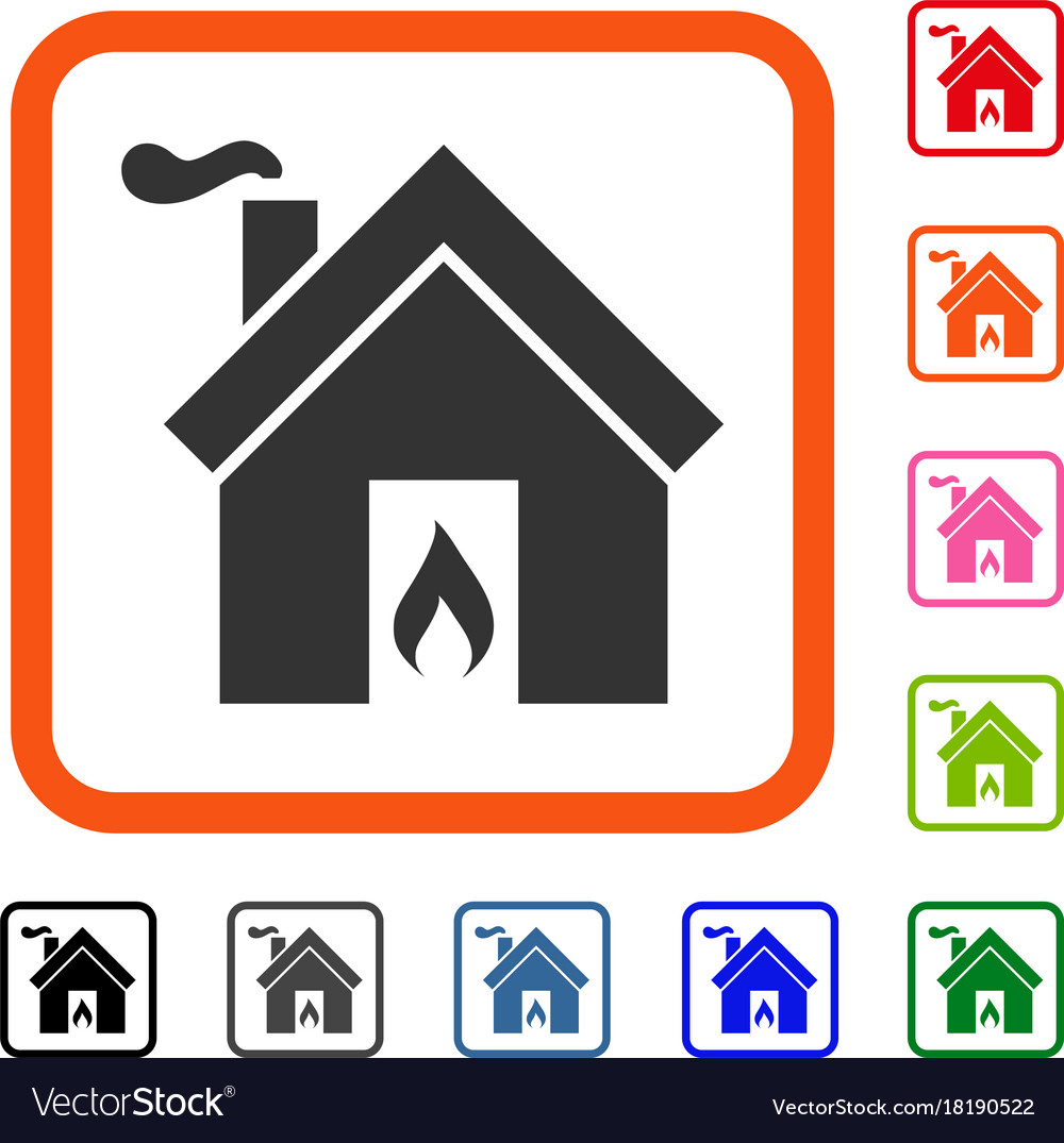 Kitchen fire framed icon Royalty Free Vector Image