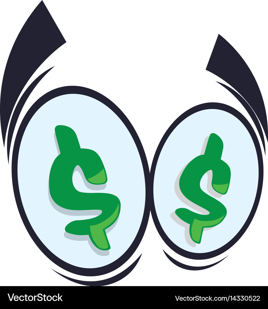 Money eyes cartoon Royalty Free Vector Image VectorStock