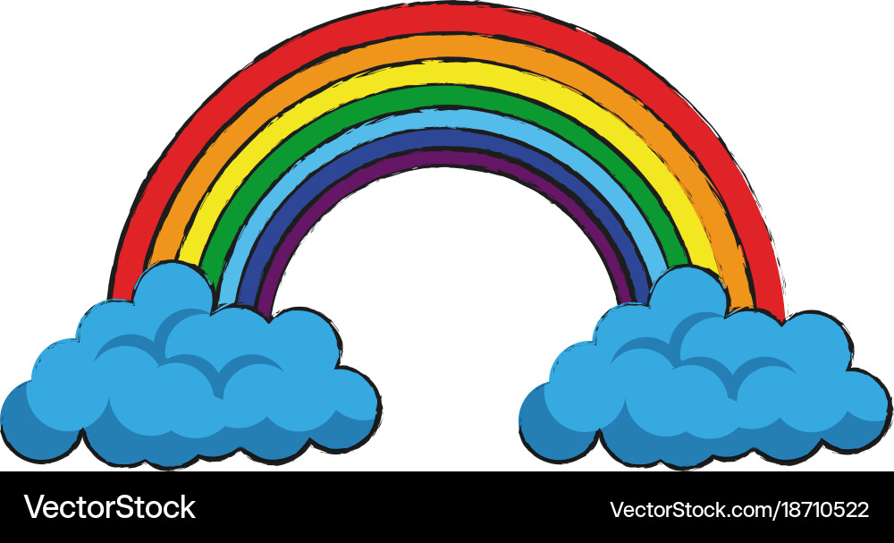 Rainbow with clouds Royalty Free Vector Image - VectorStock