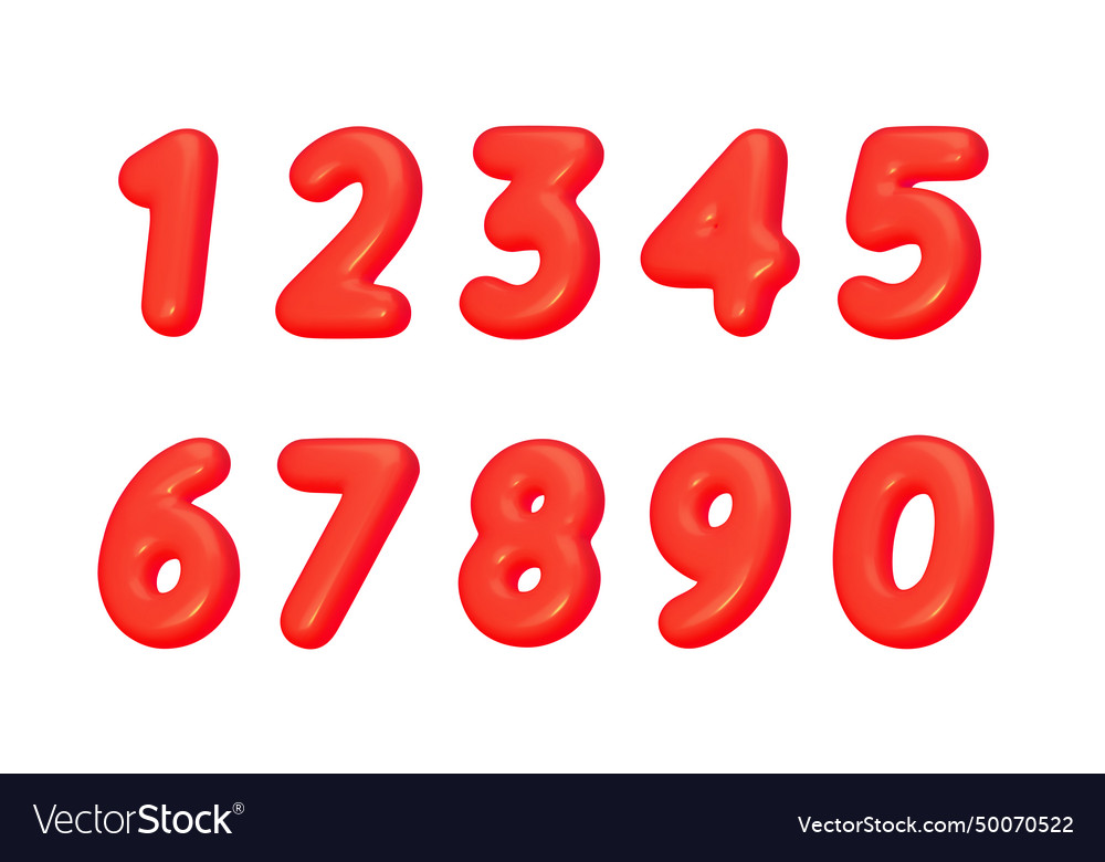 Realistic 3d numbers red color number in the form Vector Image