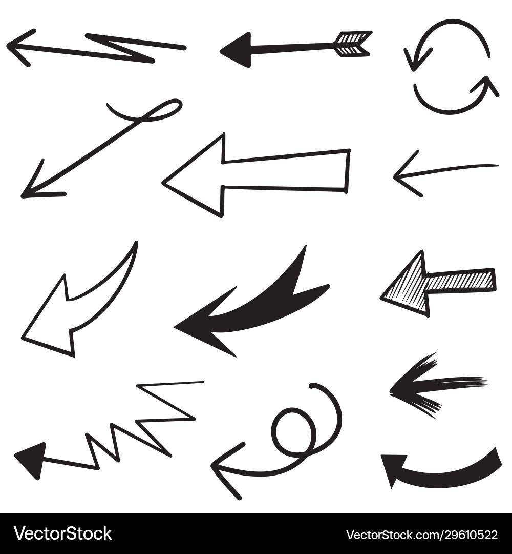 Set hand drawn arrows doodle design elements Vector Image