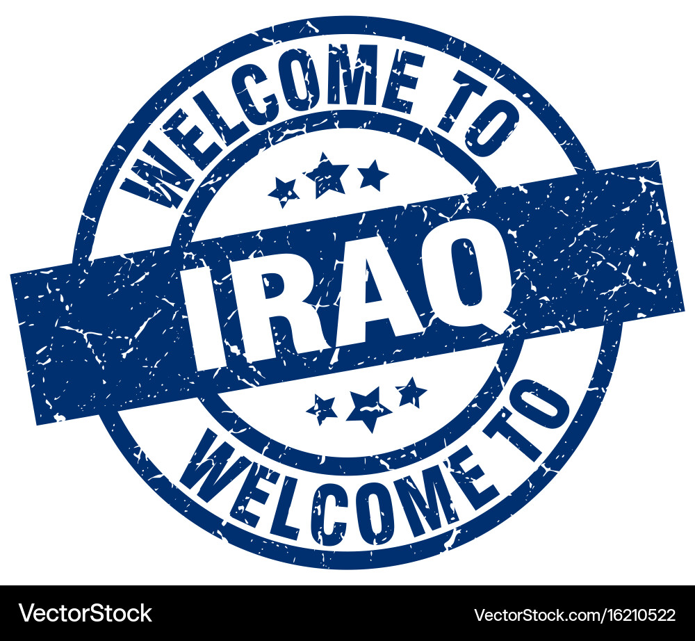 Welcome to iraq blue stamp Royalty Free Vector Image
