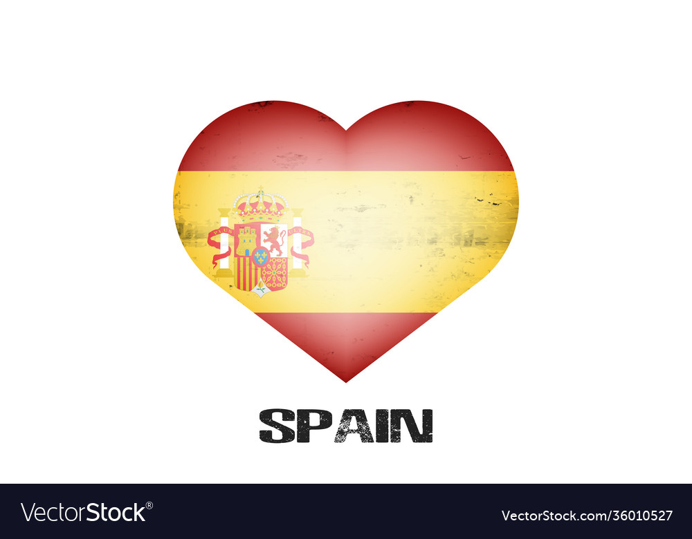 Flag spain in form a heart Royalty Free Vector Image