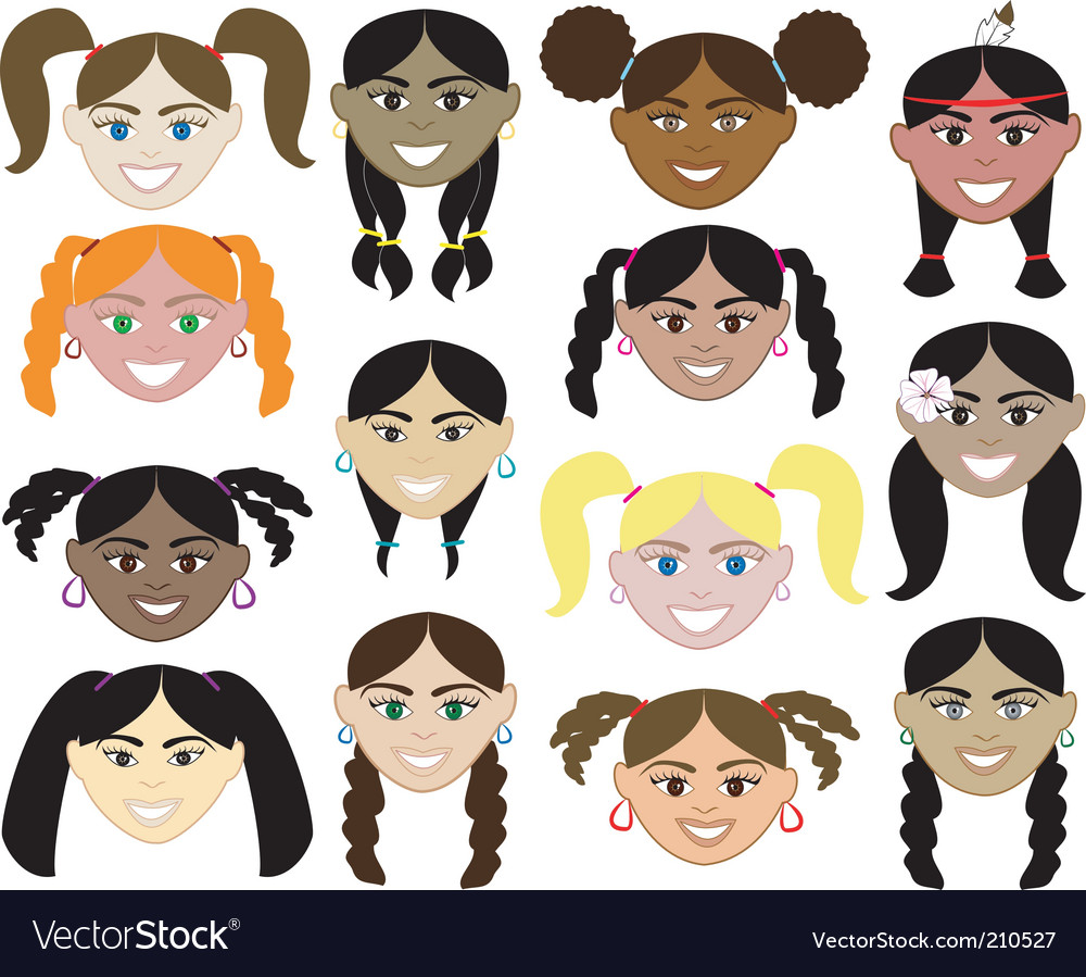 girls faces royalty free vector image vectorstock