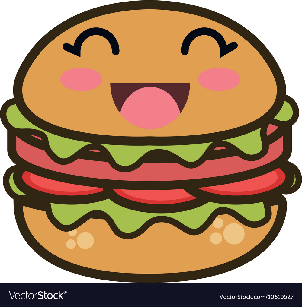 Kawaii cartoon burger fast food Royalty Free Vector Image