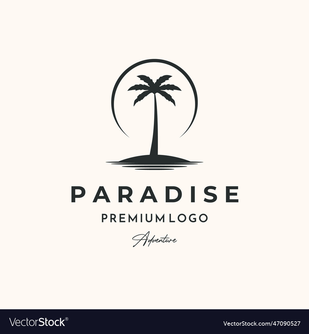 Palm tree island vintage logo minimalist Vector Image