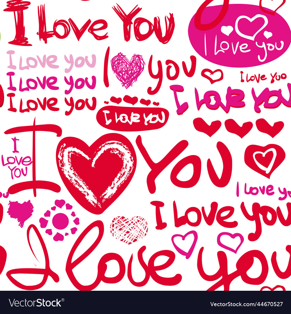 Seamless pattern of valentines day wordings Vector Image