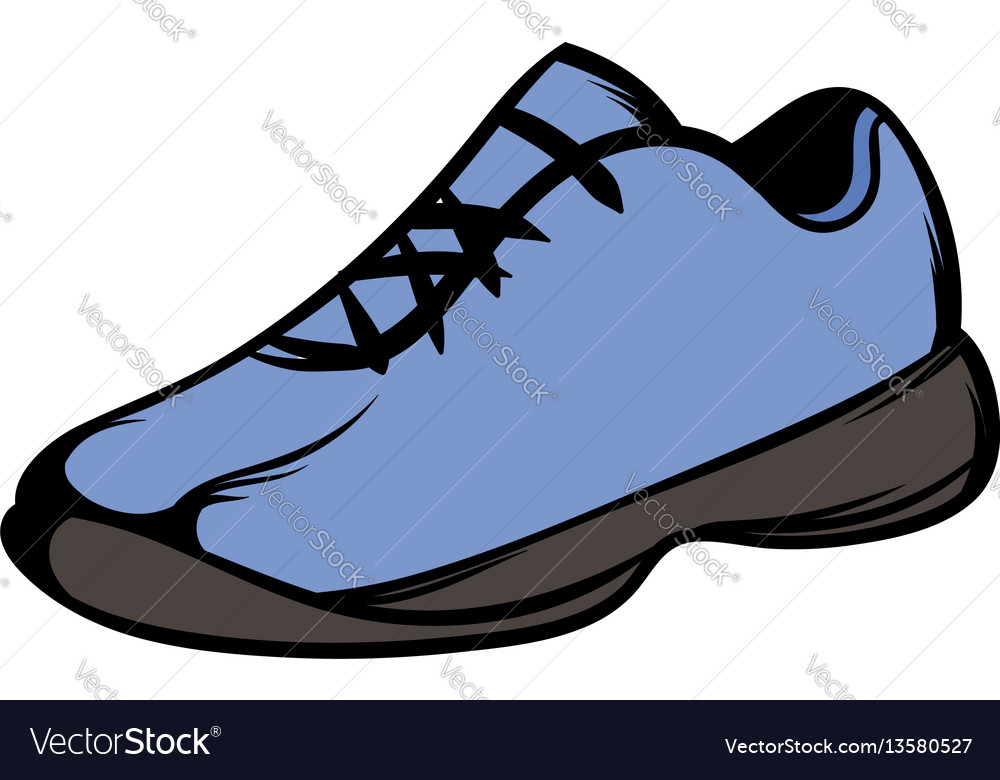 Single blue running shoes icon cartoon Royalty Free Vector