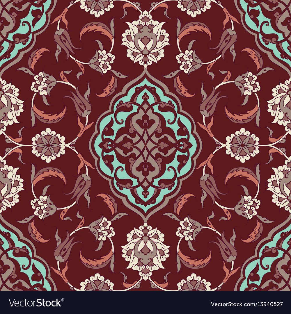 Turkish iznik tile design Royalty Free Vector Image