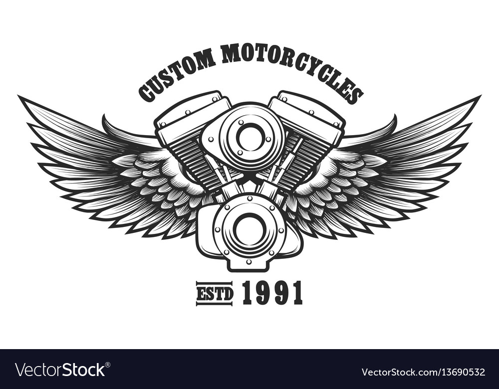 Custom motorcycle workshop emblem Royalty Free Vector Image