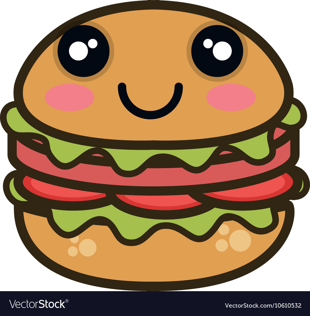 Kawaii cartoon burger fast food Royalty Free Vector Image