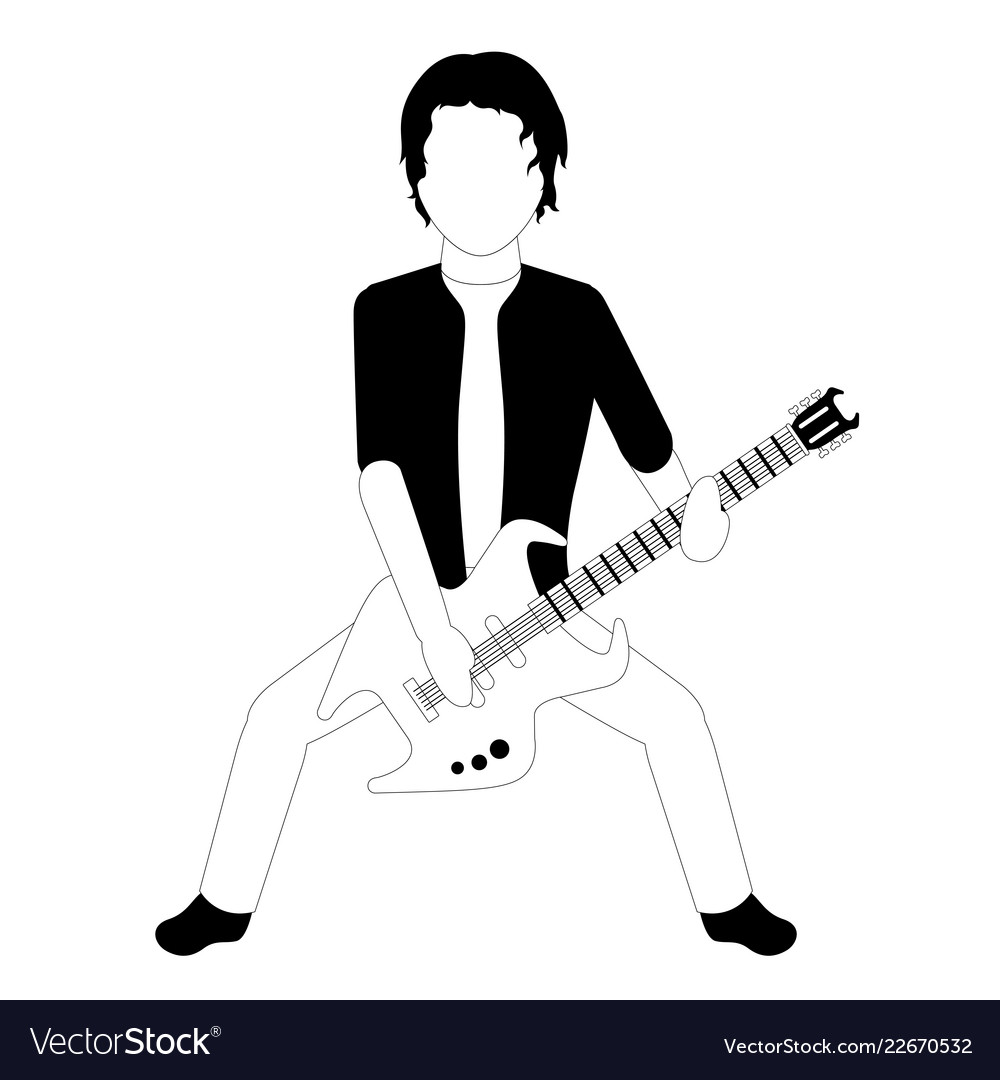 Male avatar playing an electric guitar Royalty Free Vector