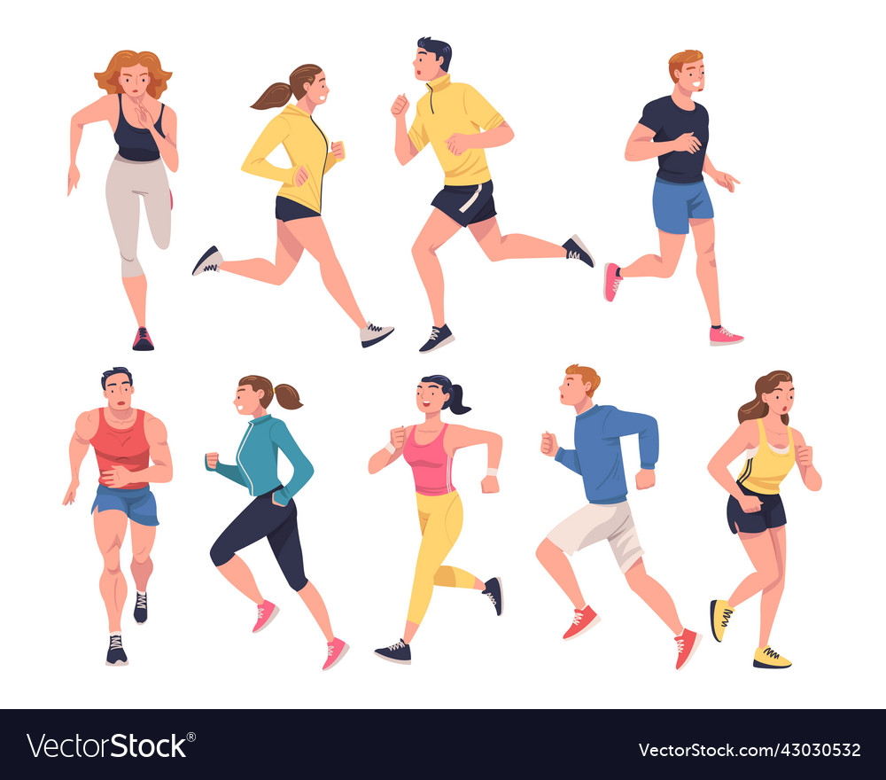 People Character Running In Sportswear Royalty Free Vector