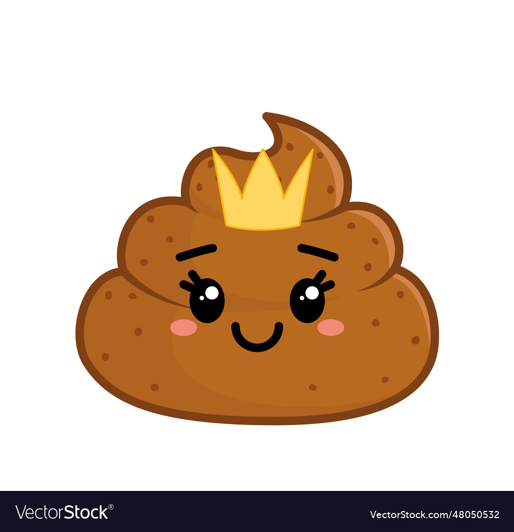Poop queen cute with crown character icon Vector Image