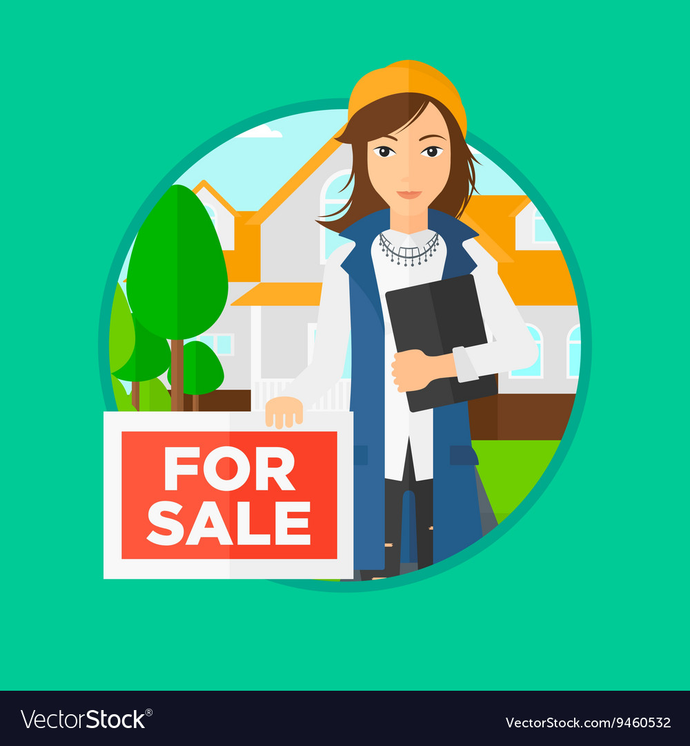 Real estate agent offering house Royalty Free Vector Image