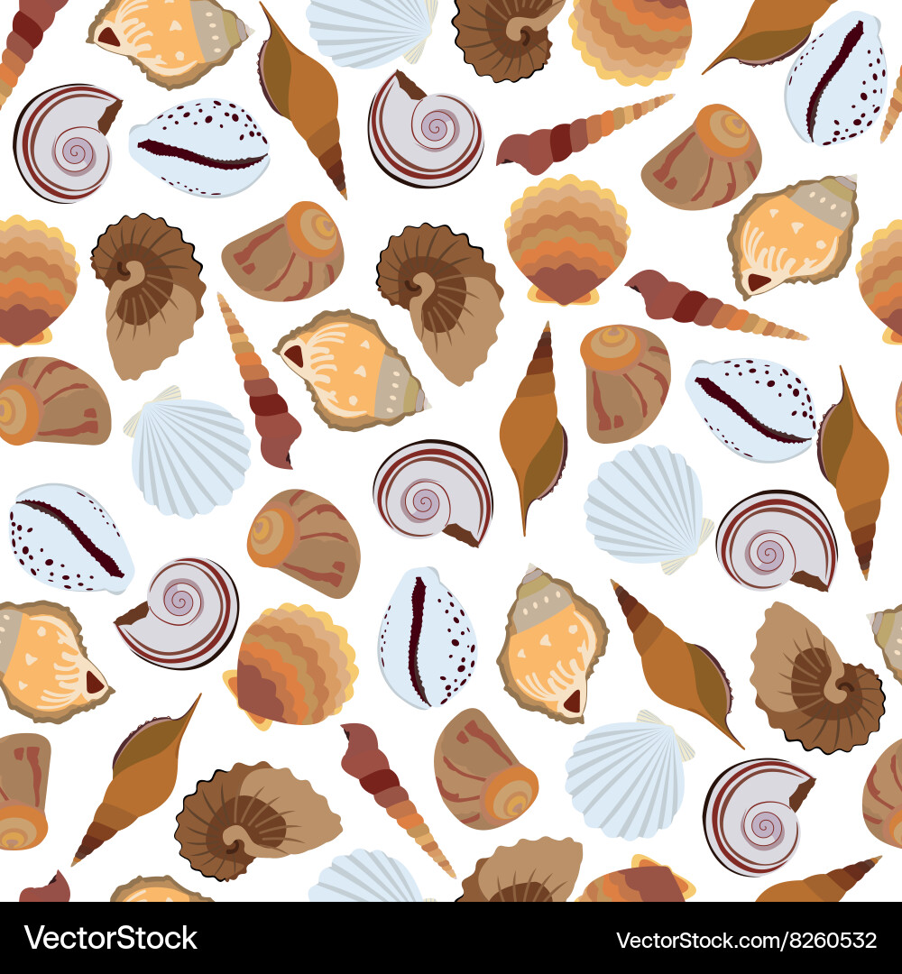 Seamless pattern of seashells Royalty Free Vector Image