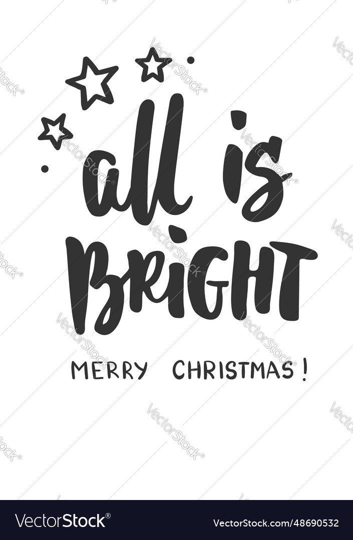 simple-christmas-card-hand-drawn-text-and-holiday-vector-image