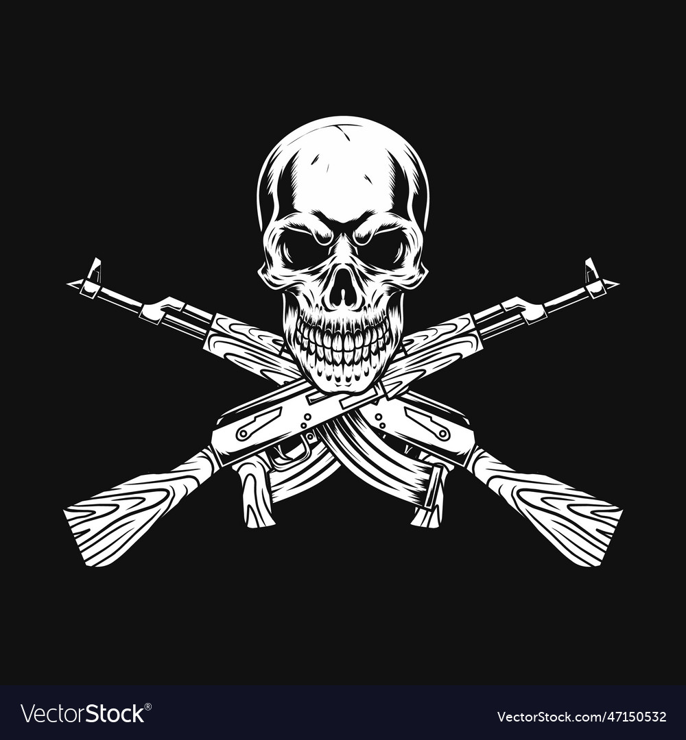 Skull and ak47 drawing Royalty Free Vector Image