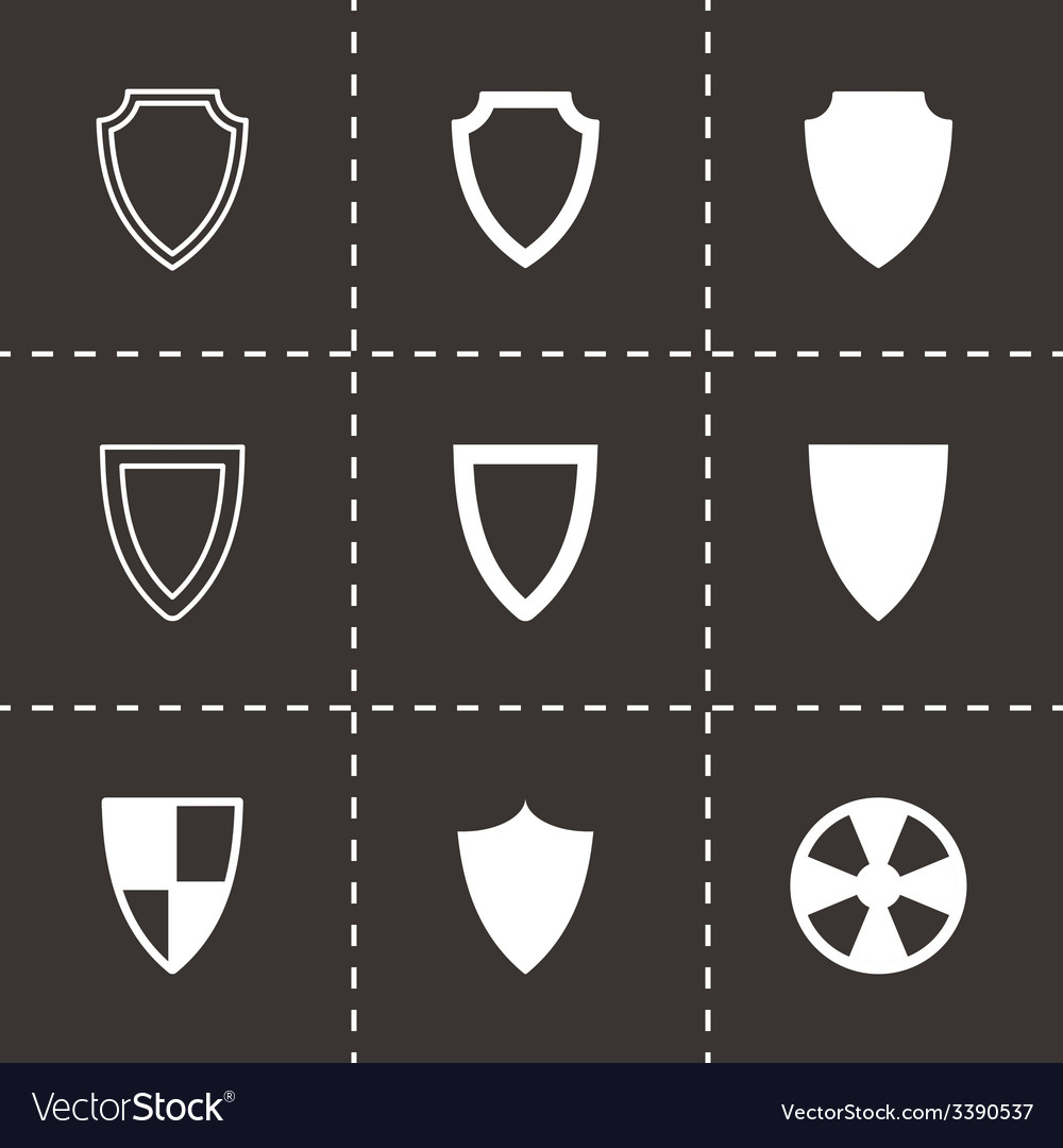Black shield icon set