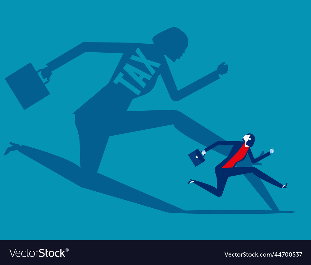 Businessman run away from tax shadow pay Vector Image