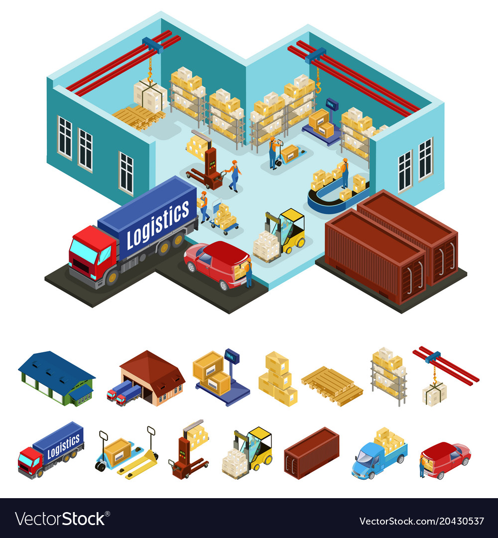 Isometric Warehouse Concept Royalty Free Vector Image