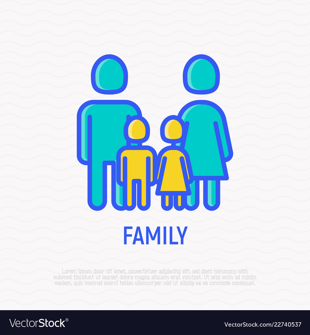 Silhouette of family man woman and two children Vector Image