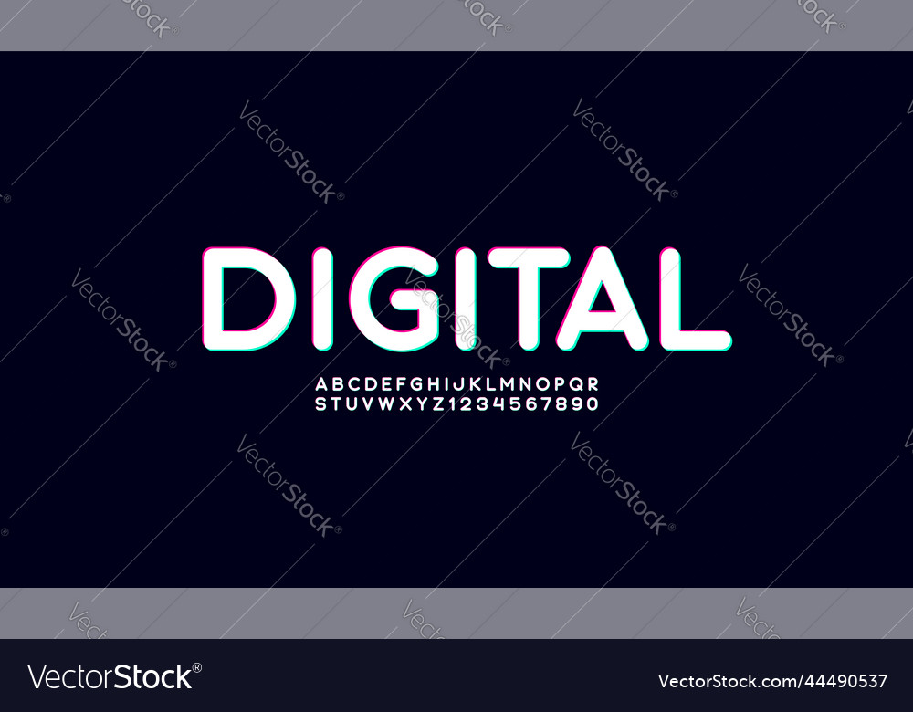 Trendy font digital alphabet uppercase letters vector image