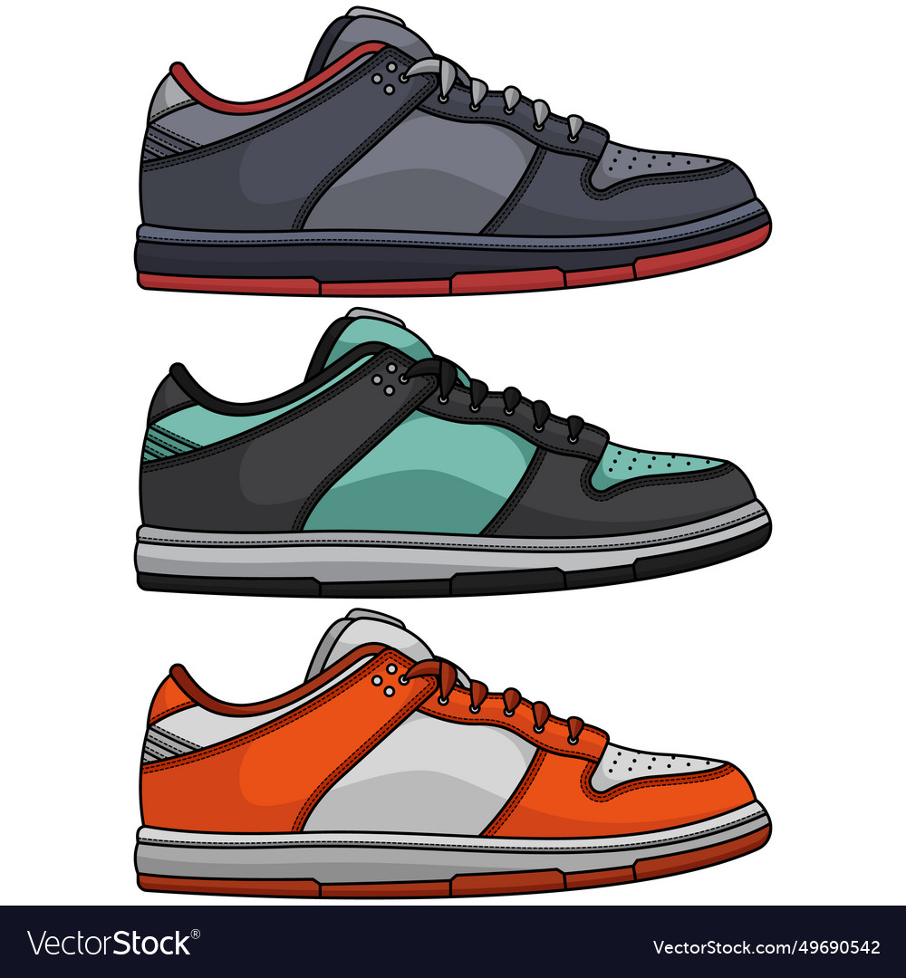 Fashion sneakers collection Royalty Free Vector Image