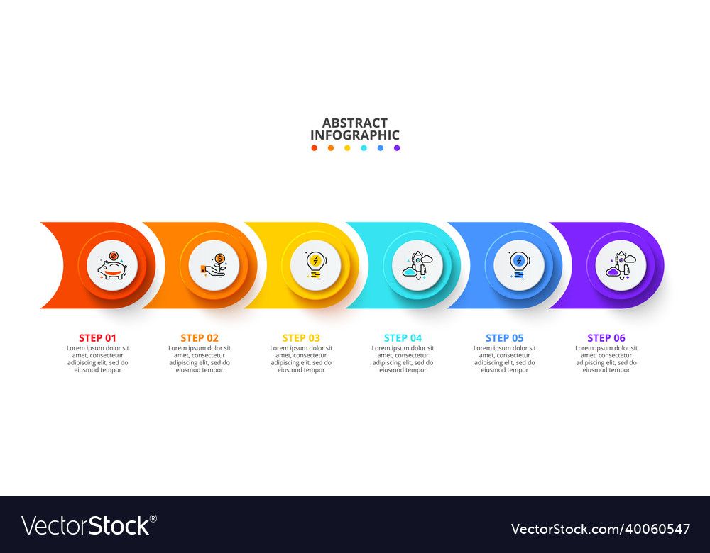 Abstract elements of graph diagram with 6 steps Vector Image