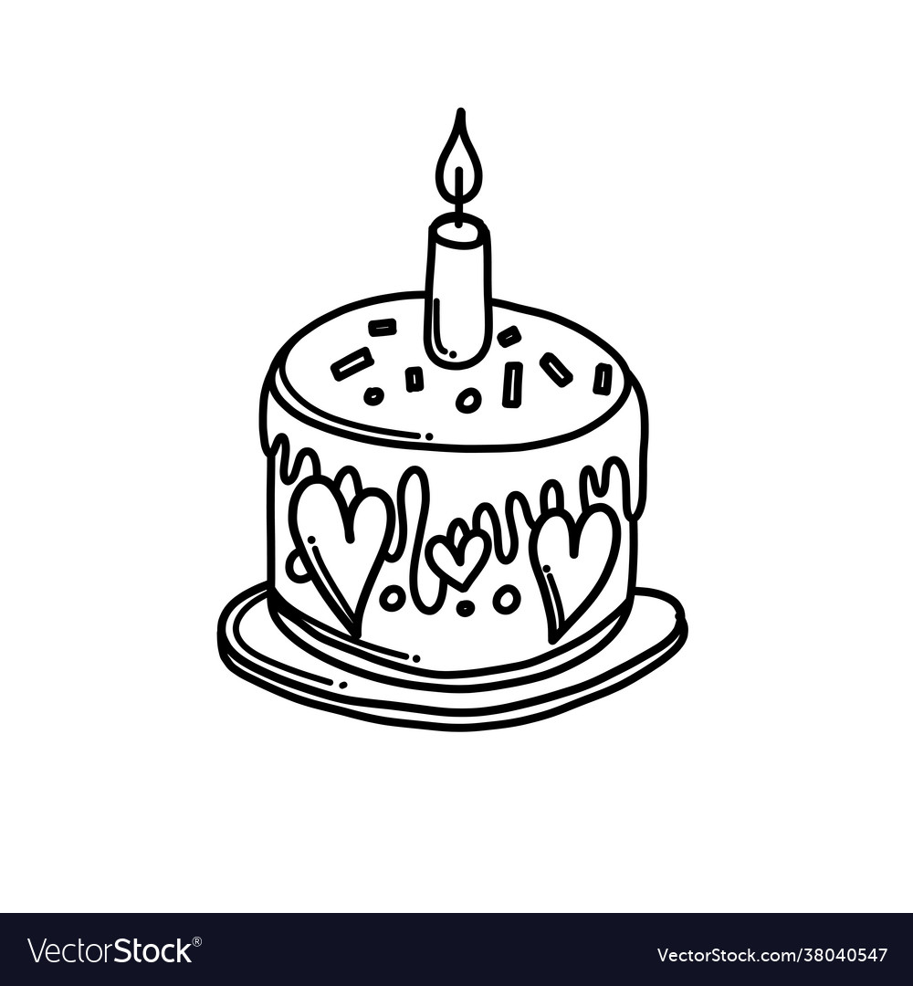 Cake doodle icon drawing sketch hand drawn Vector Image