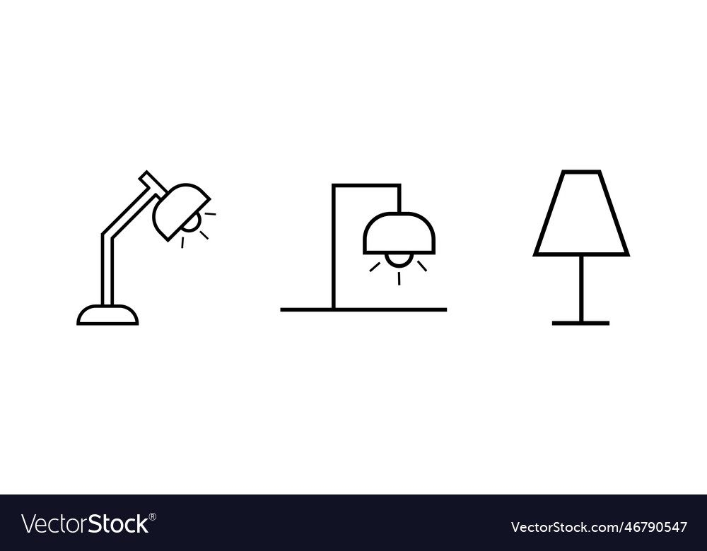 Desk lamp lineal icon symbol black outline Vector Image