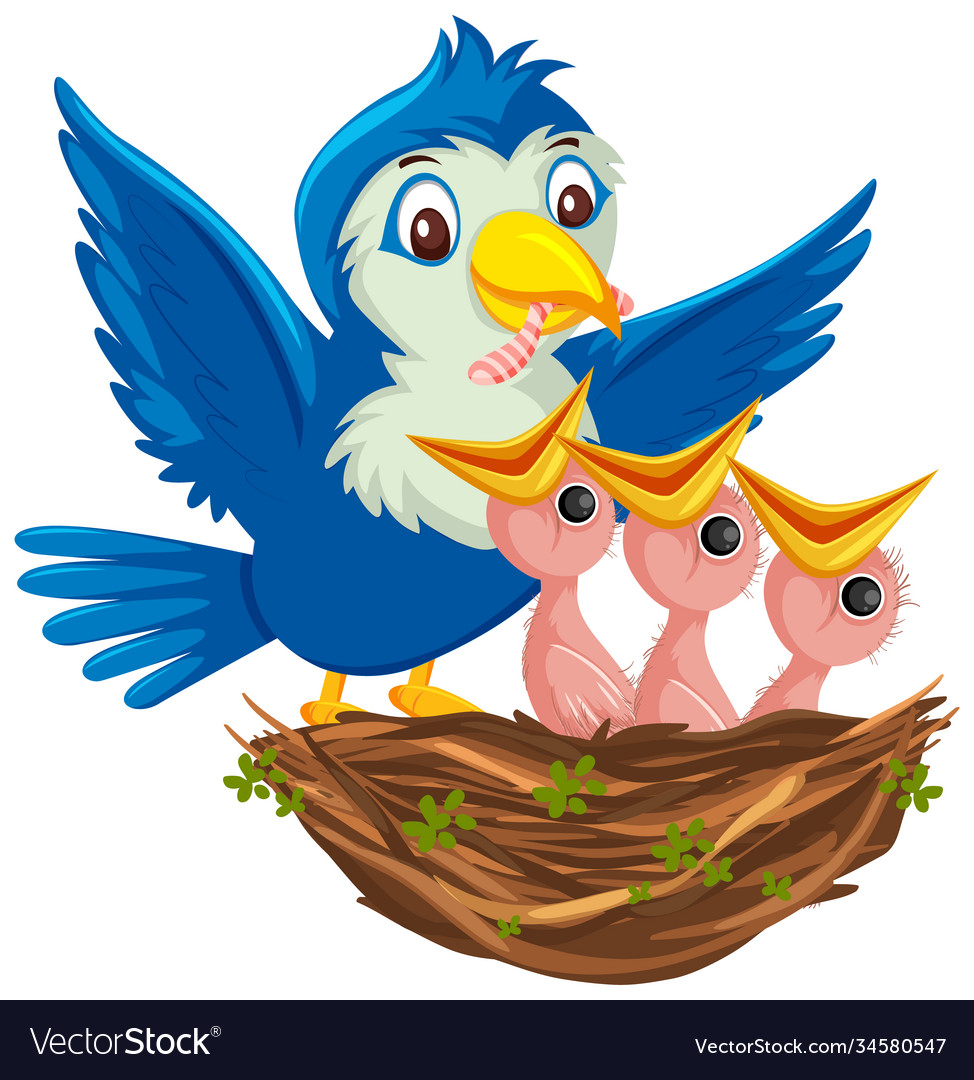 Hungry chicks cartoon character Royalty Free Vector Image