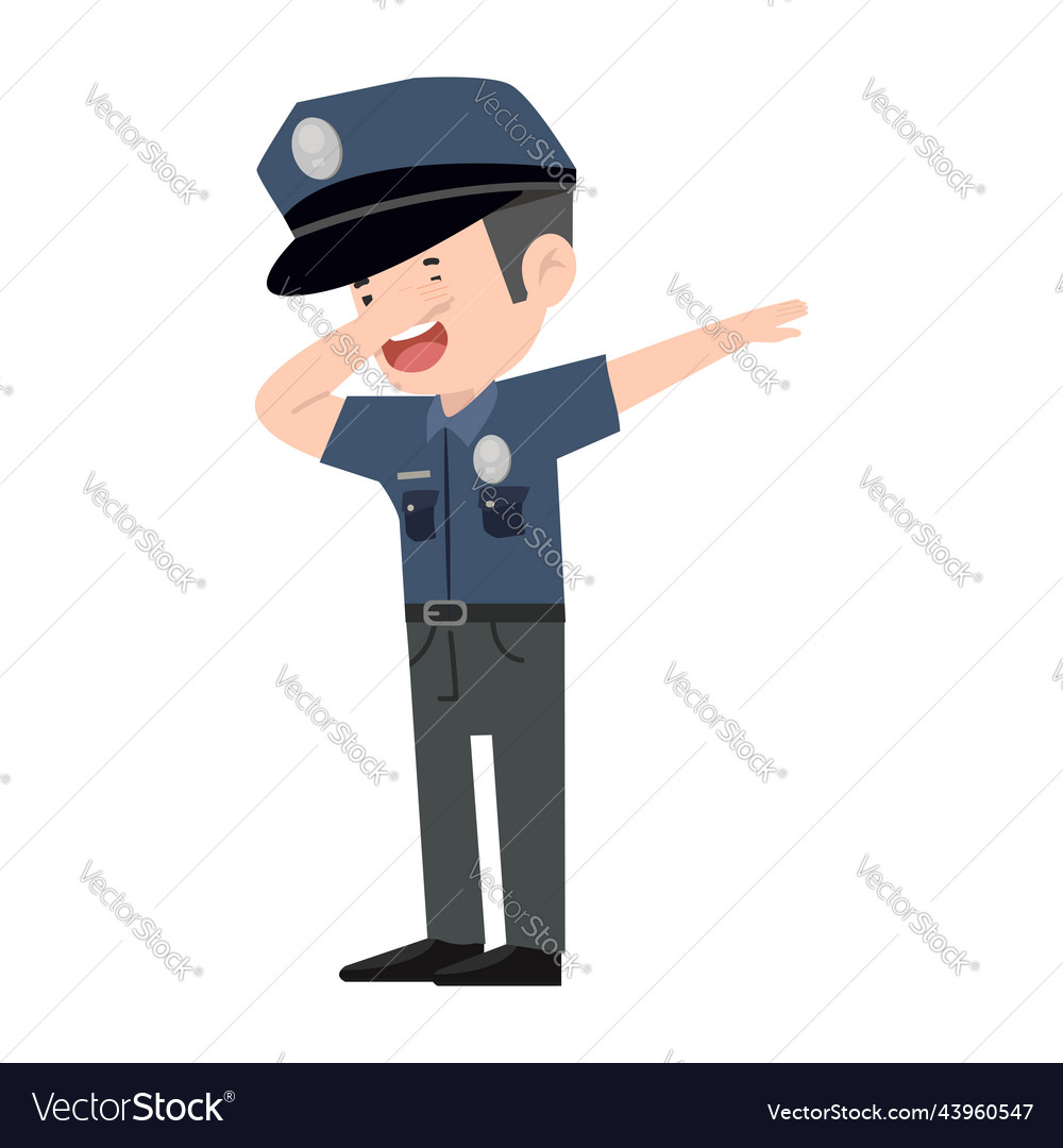 Man police doing dabbing movement Royalty Free Vector Image