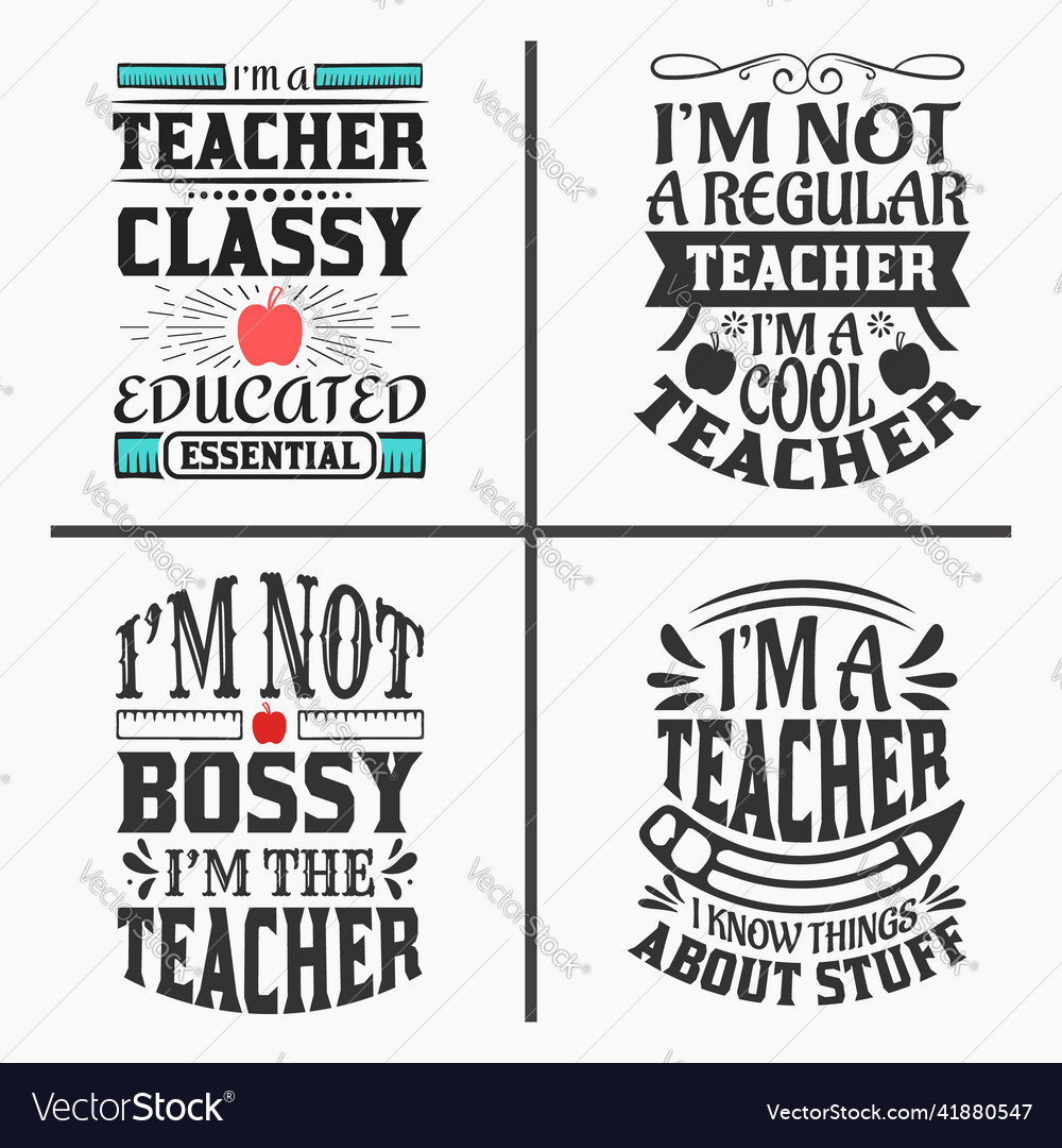 Teacher quotes design bundle Royalty Free Vector Image