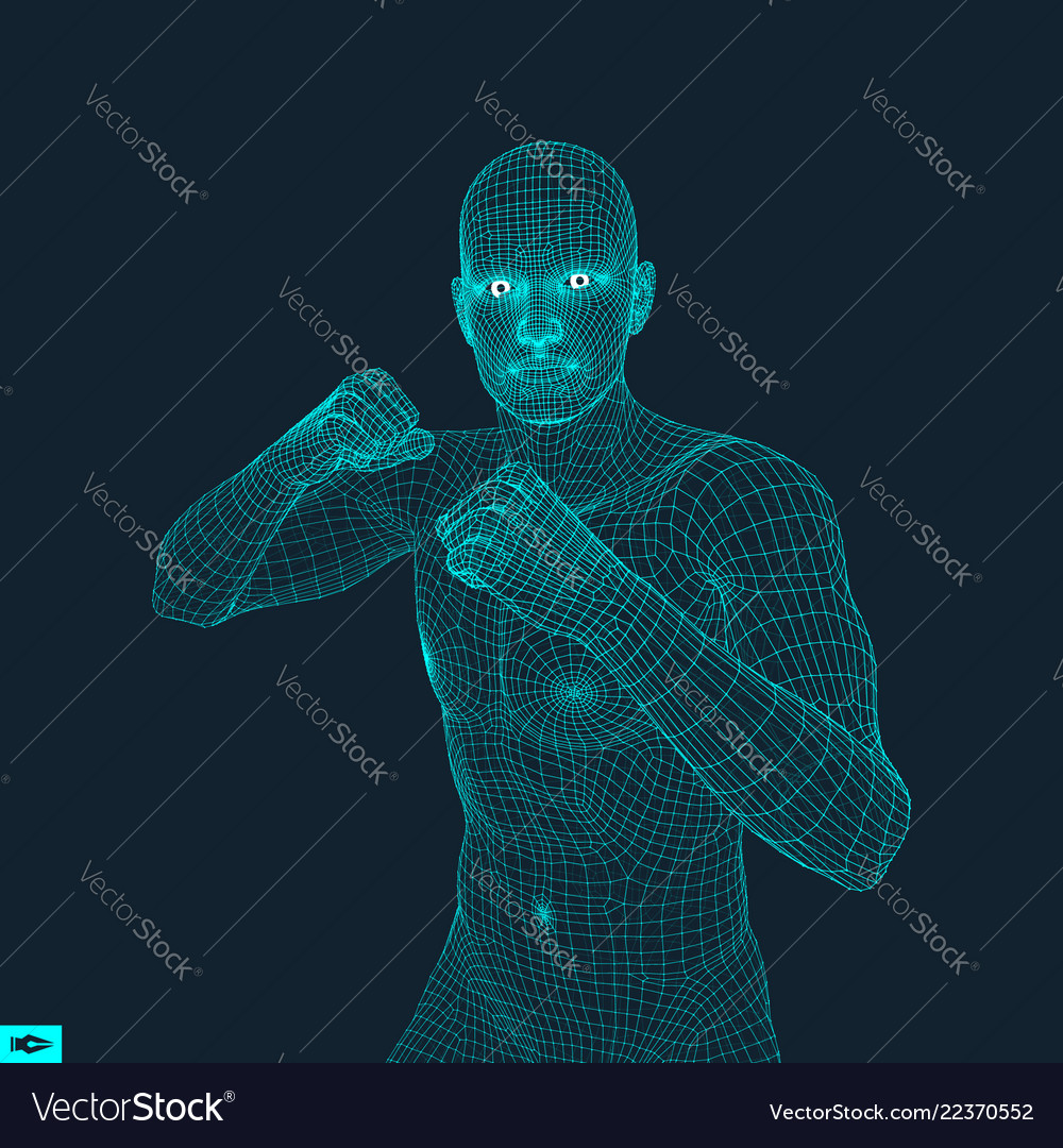 Boxer fighting man 3d model man Royalty Free Vector Image