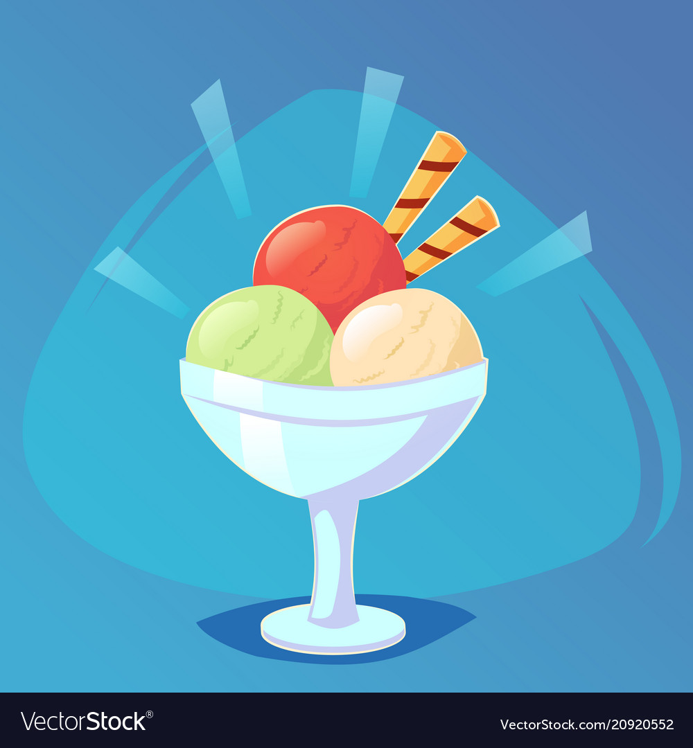 Ice cream in bright cartoon style icecream Vector Image