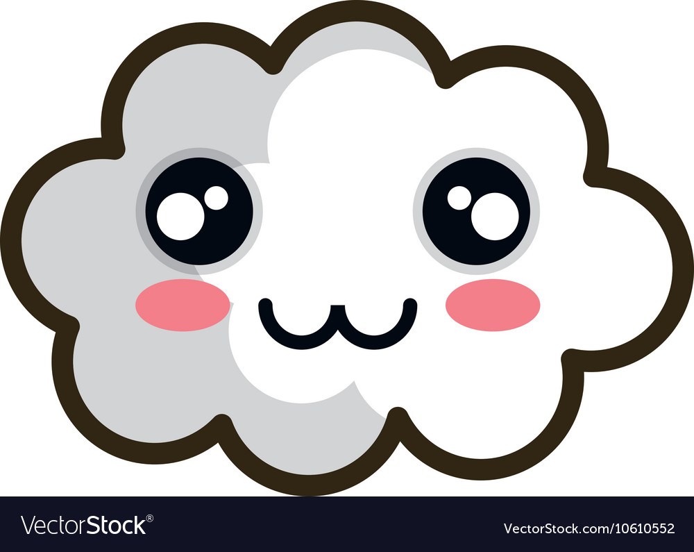 Kawaii cartoon white cloud Royalty Free Vector Image