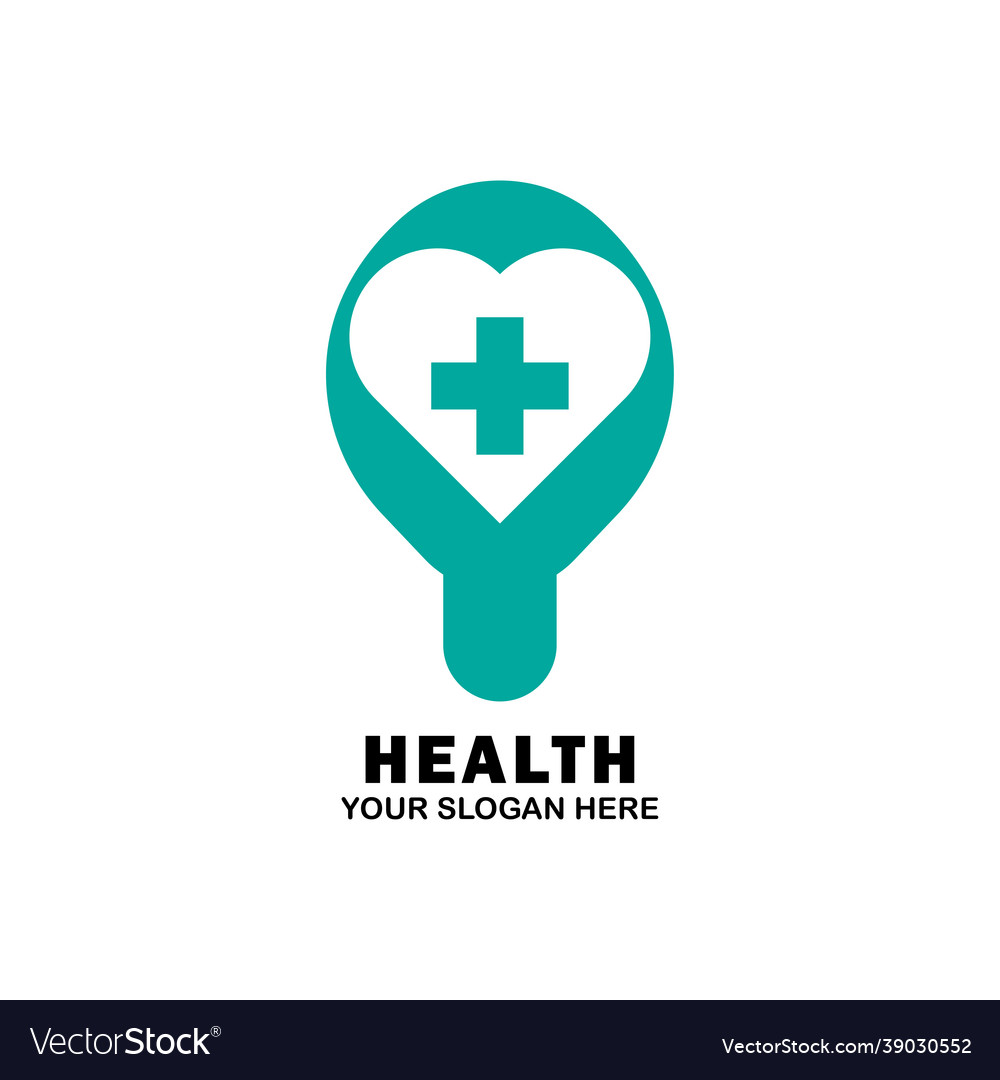 Light bulb and health symbol icon logo Royalty Free Vector