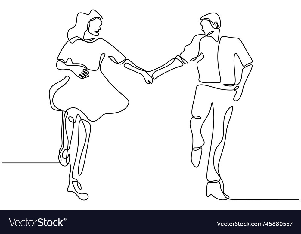 Continuous Line Drawing Romantic Couple Holding Vector Image