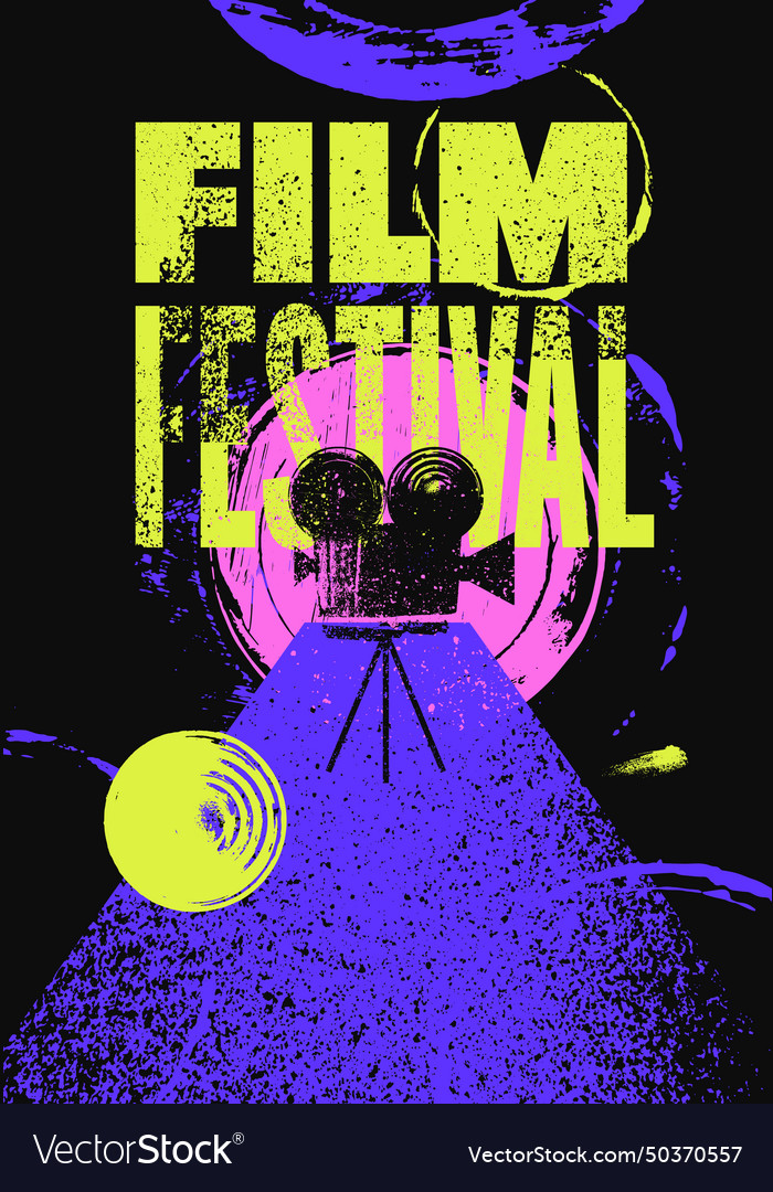 Film festival typographical vintage grunge poster Vector Image