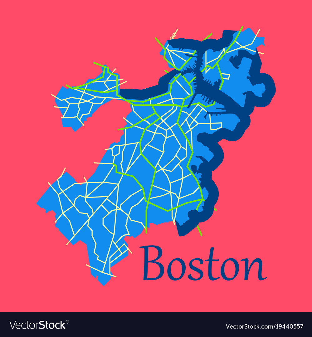 Map of boston city flat Royalty Free Vector Image