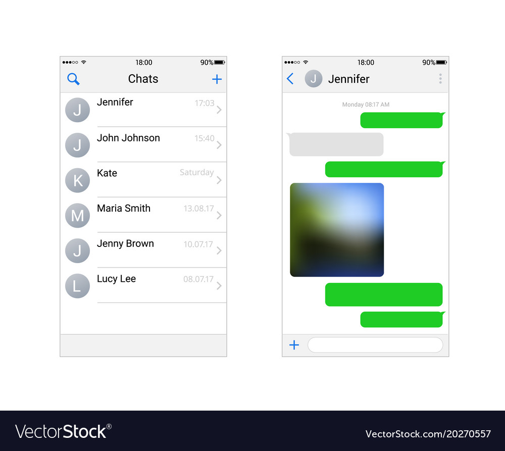 two chat screens templates contacts page mockup vector image mockup screens