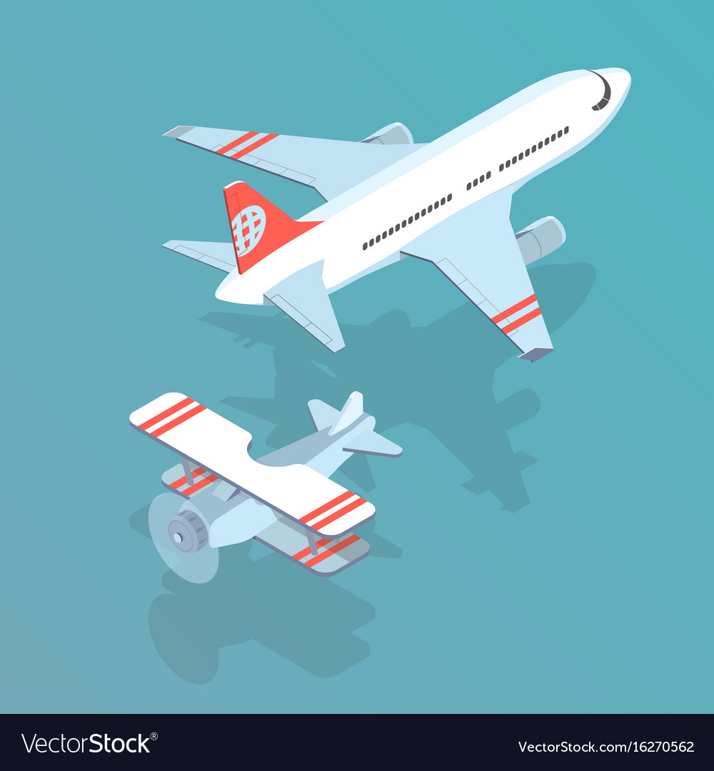 Airplane And Biplane Royalty Free Vector Image