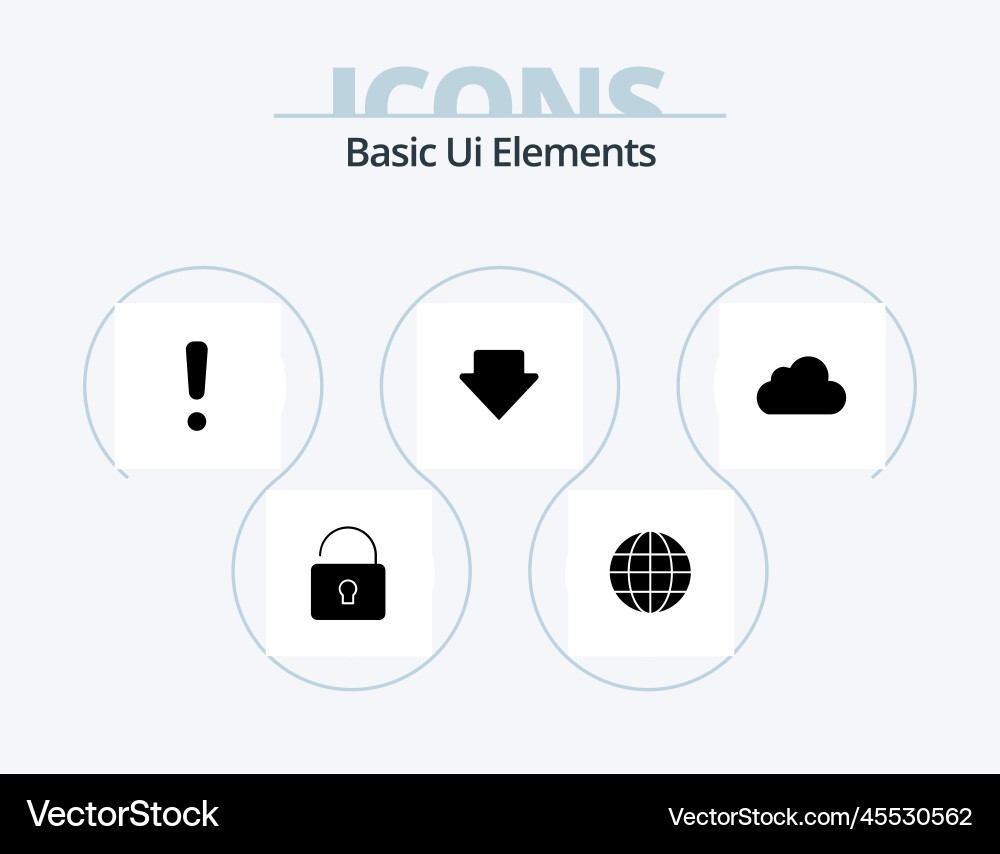Basic ui elements glyph icon pack 5 icon design Vector Image