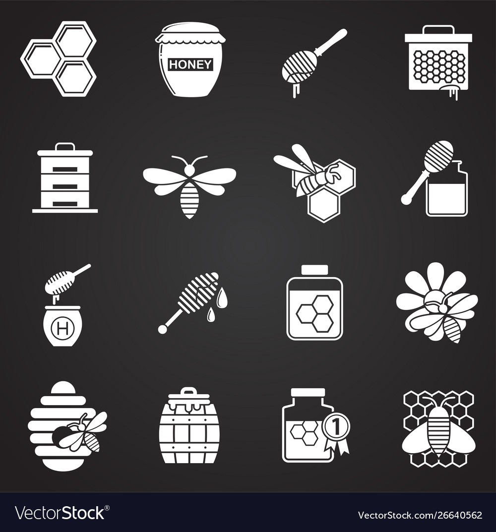 Beekeeping related icons set on background Vector Image