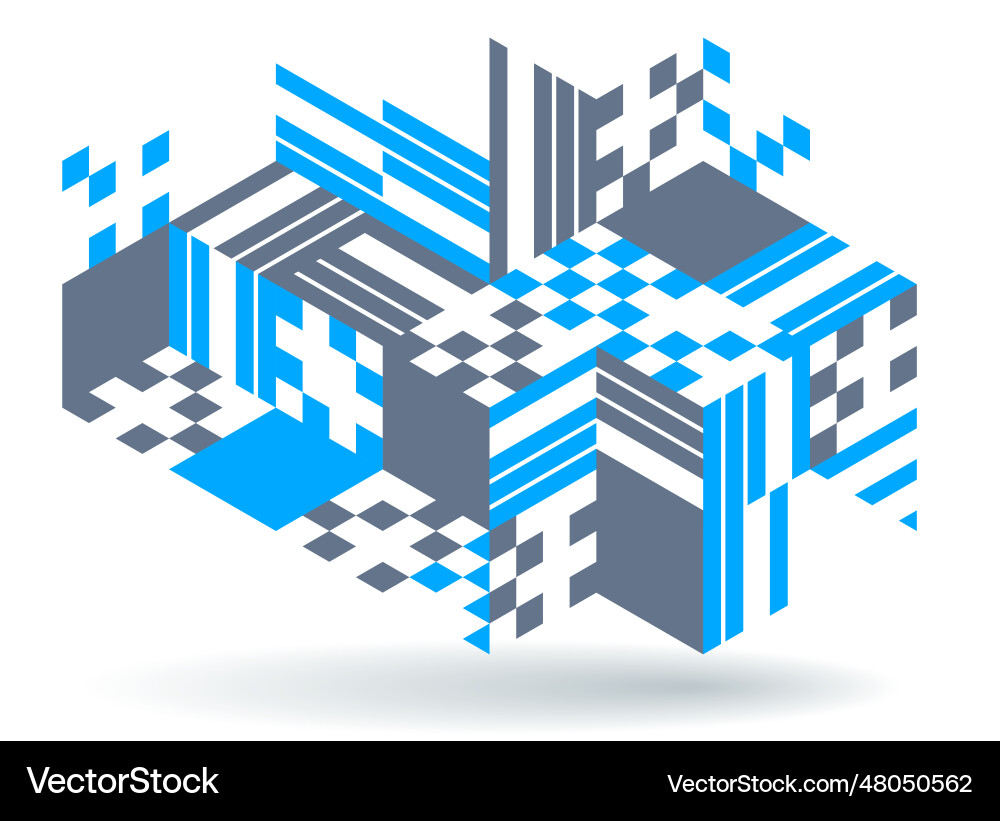 Blue abstract geometric background with cubes Vector Image