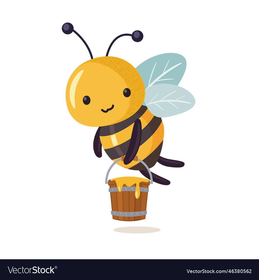 Cartoon bee cute character in flat style Vector Image