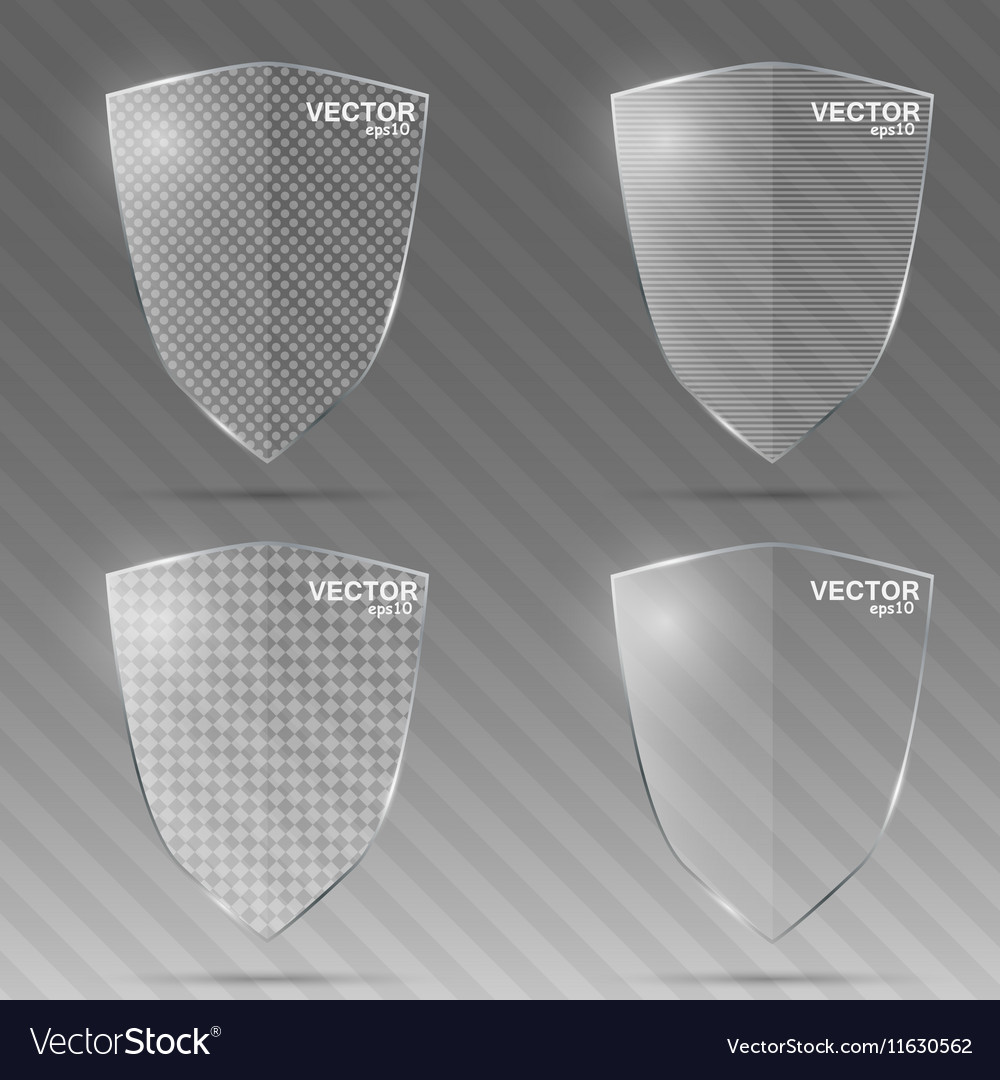 Set of glass shields Royalty Free Vector Image