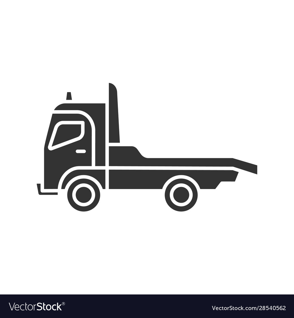 Tow truck glyph icon Royalty Free Vector Image