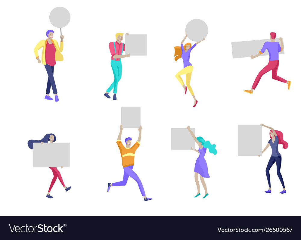 Business people moving dancing and holding blank Vector Image